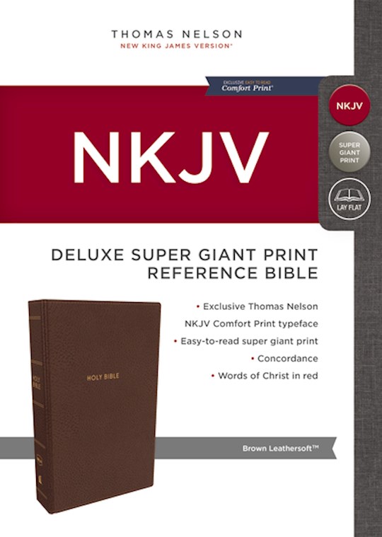 NKJV Deluxe Super Giant Print Reference Bible (Comfort Print)-Mahogany Leathersoft | SHOPtheWORD