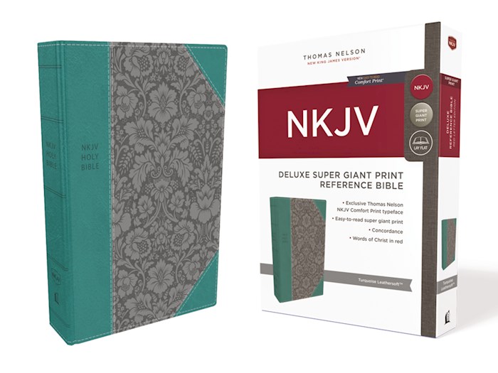 NKJV Deluxe Super Giant Print Reference Bible (Comfort Print)-Turquoise Leathersoft | SHOPtheWORD