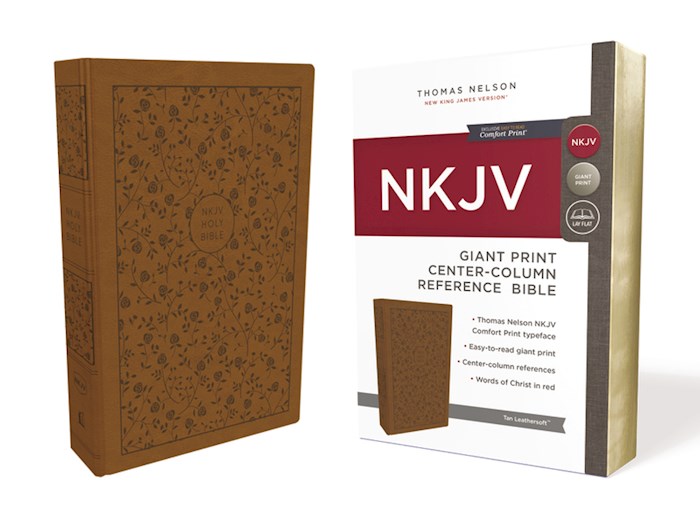 NKJV Giant Print Center-Column Reference Bible (Comfort Print)-Tan Leathersoft | SHOPtheWORD