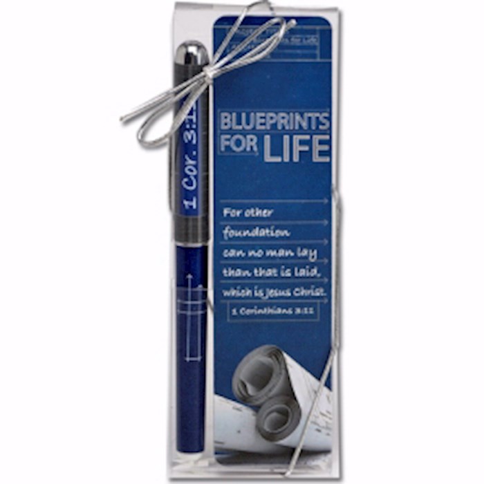 Pen & Bookmark Set-Blueprints For Life (1 Cor 3:11 Kjv) | SHOPtheWORD