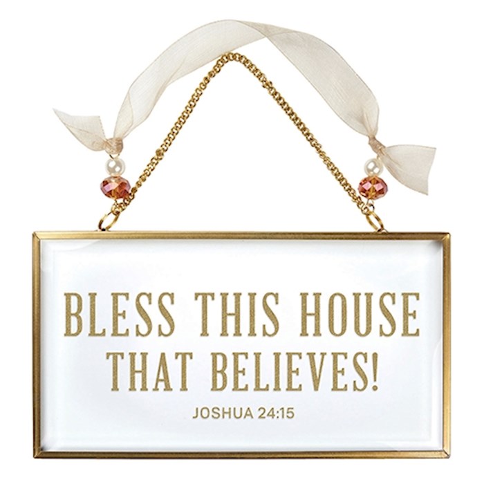 Wall Art-Bless This House (Joshua 24:15) (Glass) (6.5