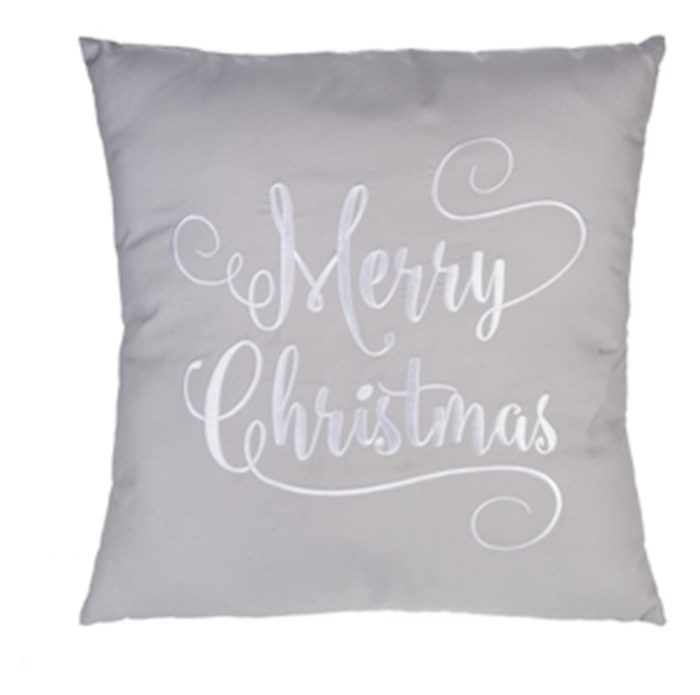 Pillow-Merry Christmas-Gray/White (16