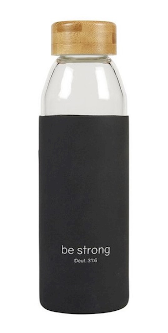 Be Strong Glass Water Bottle with Bamboo Lid