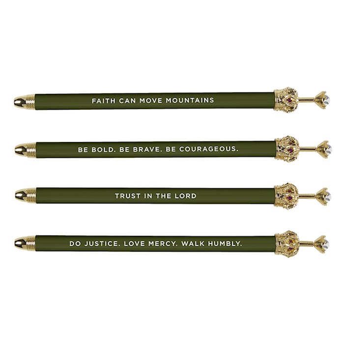 Pen-Rhinestone Crown-Green-Assorted Phrases | SHOPtheWORD