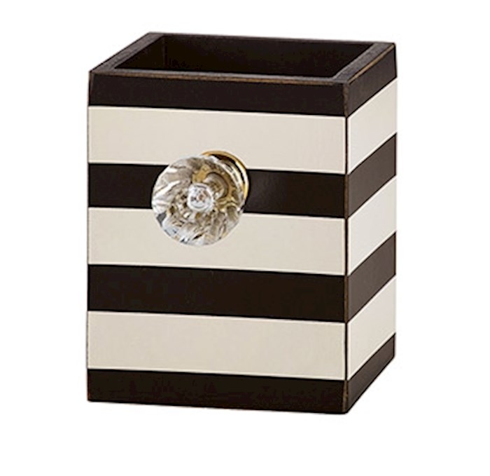 Pen Holder-Striped/Clear Crystal Knob (3 x 3 x 3.75) | SHOPtheWORD