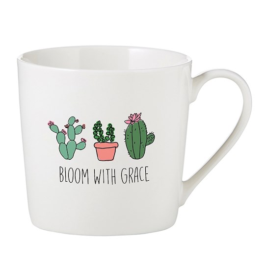 Mug-Cafe-Bloom With Grace/Cactus (14 Oz) | SHOPtheWORD