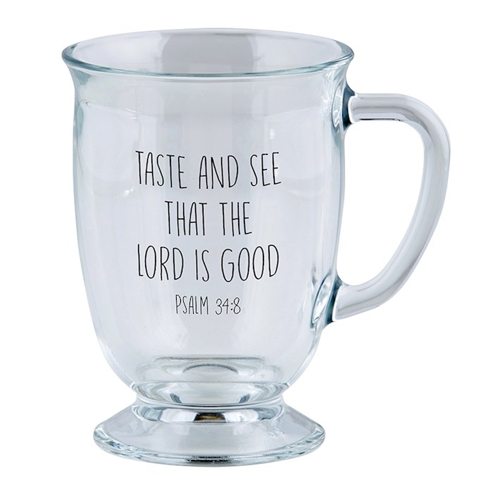 Mug-Taste And See-Large Footed Clear Glass (16 Oz) | SHOPtheWORD