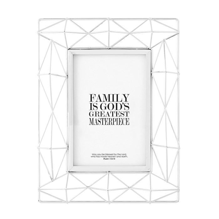 Framed Tabletop-Family (Psalm 115:15)-Geometric Silver (Holds 4 x 6 Photo) | SHOPtheWORD
