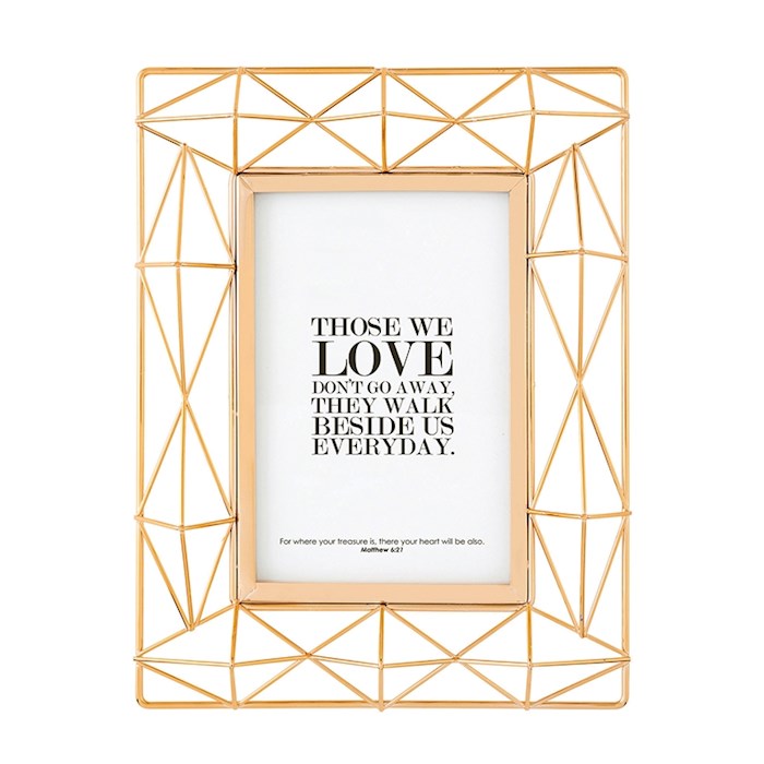 Framed Tabletop-In Memory (Matt 6:21)-Geometric Copper (Holds 4 x 6 Photo) | SHOPtheWORD