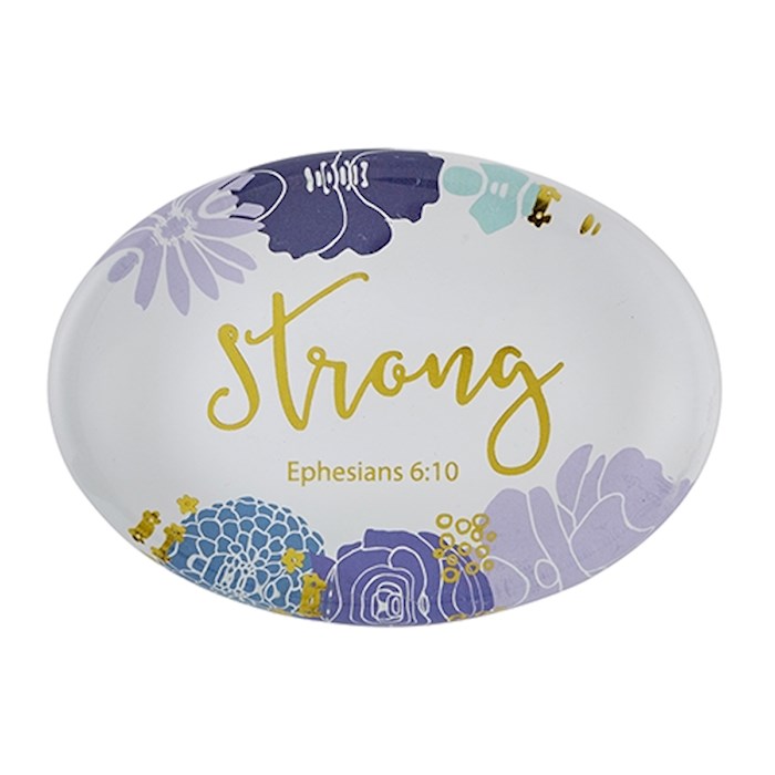 Glass Tabletop Christian Verse-Strong (Ephesians 6:10) (2.5