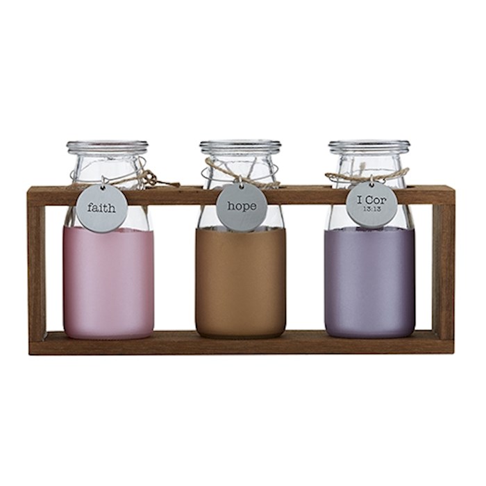 Garden Milk Jar Set-Christian Verse-1 Cor 13:13 (Set Of 3) | SHOPtheWORD