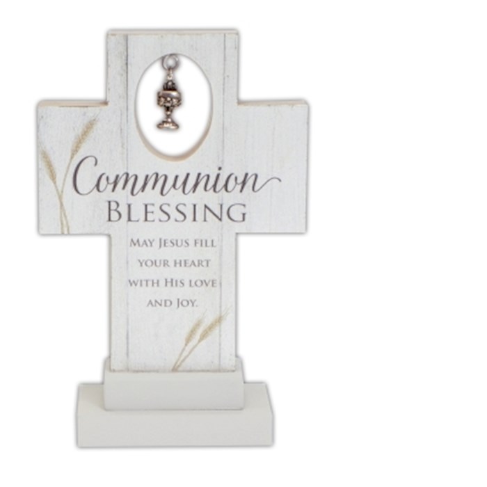 Cross-Communion Blessing w/Metal Chalice Charm-Standing (6