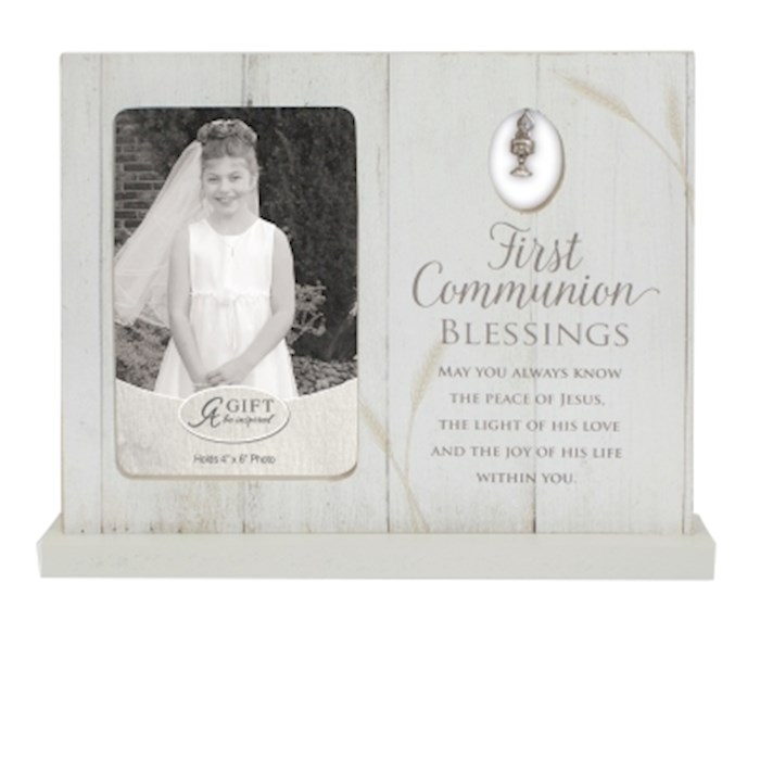 Frame-First Communion Blessings w/Pewter Chalice Charm (Holds 4 x 6 Photo) | SHOPtheWORD