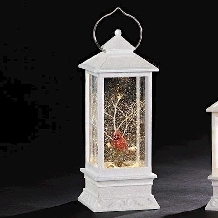 Lantern-LED Swirl Lantern w/Cardinal (11