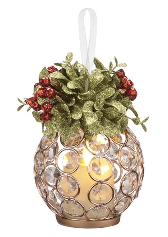 Ornament-Gold Clear Gem Votive (4