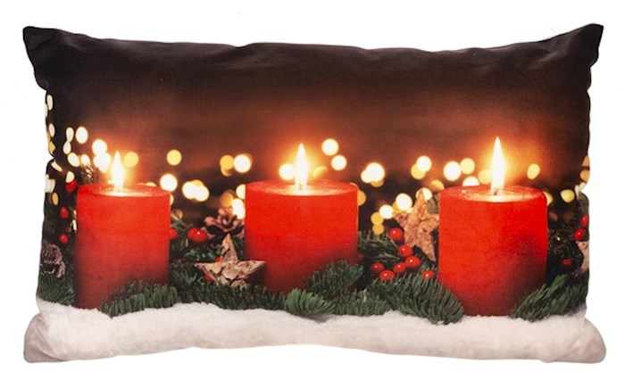 Pillow w/Timer-LED Light Up-Candles (19.5