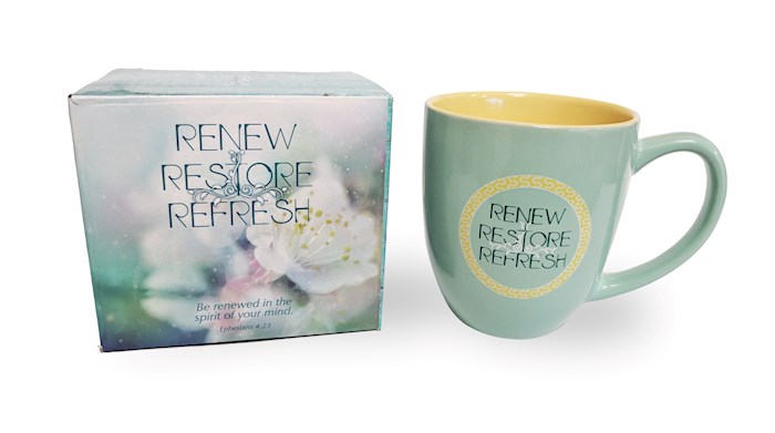 Mug-Renew Restore Refresh w/Gift Box (Ephesians 4:23 KJV) (12 Oz) | SHOPtheWORD