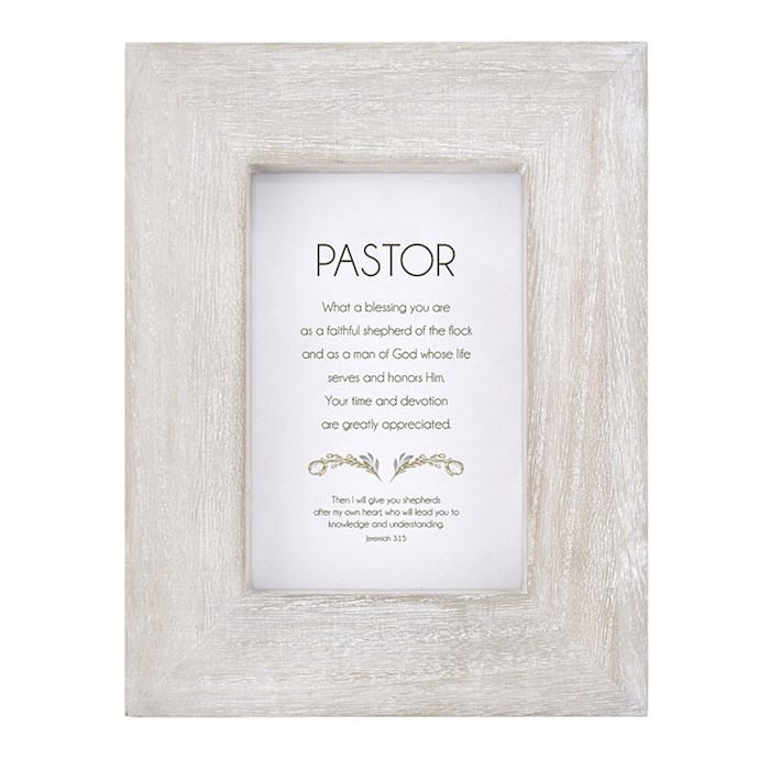 Framed Tabletop Christian Verse-Pastor (Jeremiah 3:15) (Holds 4 x 6 Photo) | SHOPtheWORD