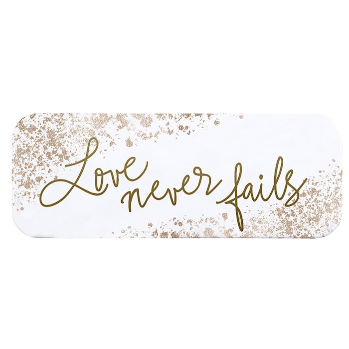 Plaque-Tabletop-Love Never Fails (8.75