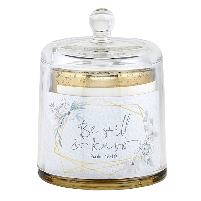 Cloche Dome Candleholder-Christian Verse-Be Still & Know (3.25
