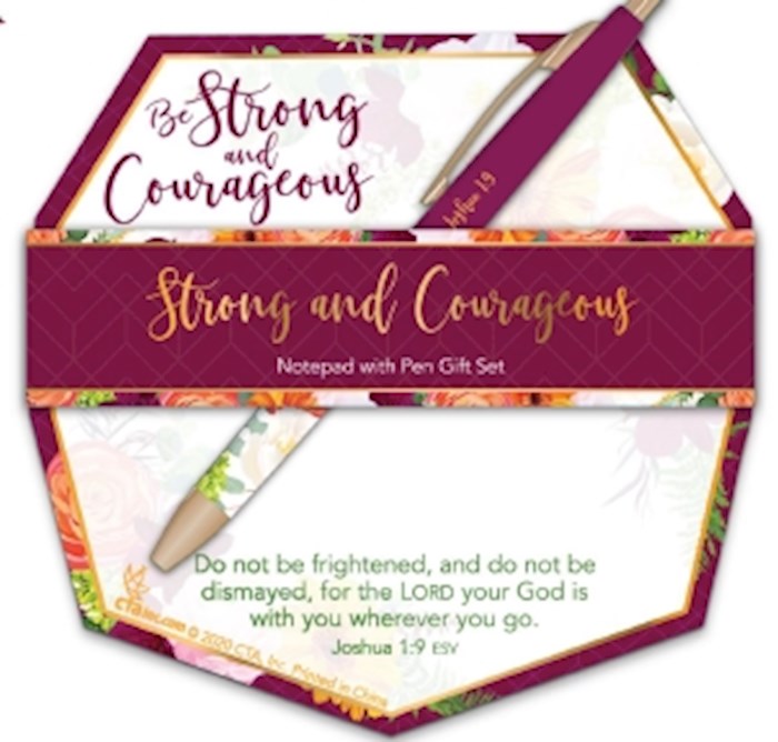 Notepad & Pen Set-Strong And Courageous (Joshua 1:9 ESV) | SHOPtheWORD