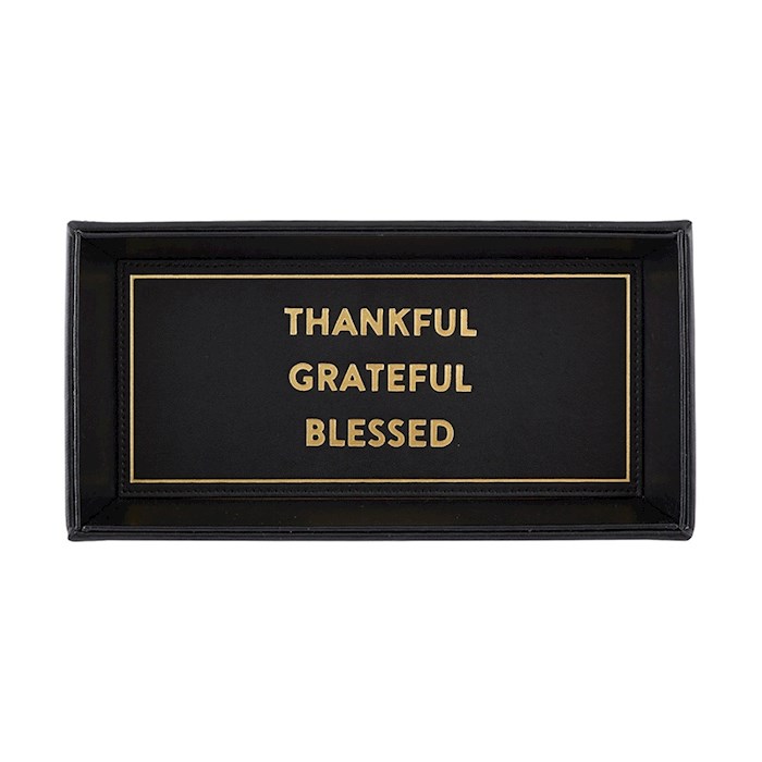 Tabletop Tray-Thankful Grateful Blessed Black (10