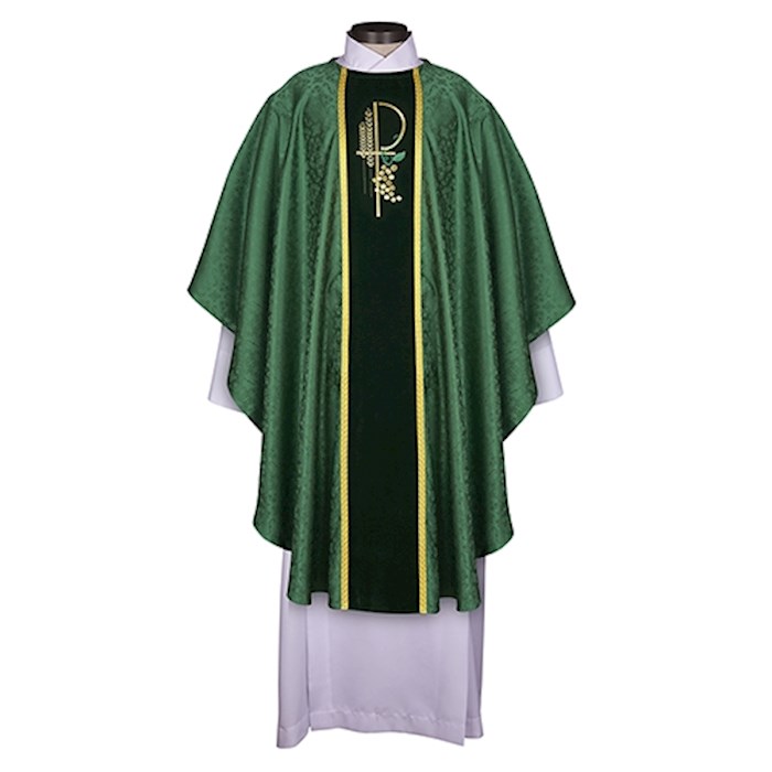Chasuble-Round Neck-Eucharistic Jacquard Collection-White (59