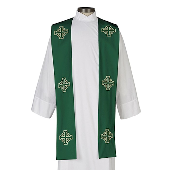 Overlay Stole-Jerusalem Cross-White (5.5