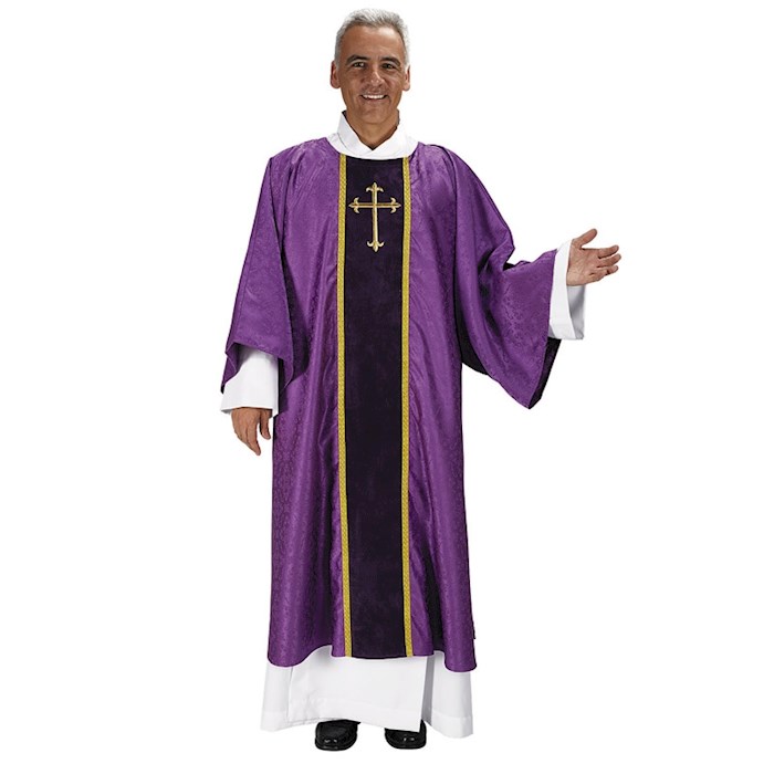 Dalmatic-Fleur De Lis Cross Jacquard Collection-Purple (59