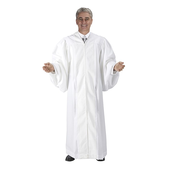 Robe-Pulpit With Velveteen Panels-White-55
