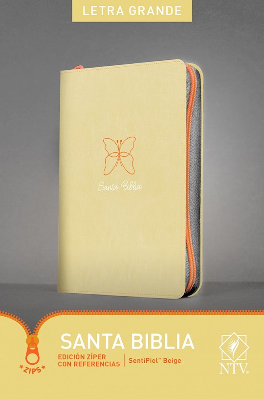 Span-NTV Bible-Large Print Zipper Edition With References-Beige LeatherLike | SHOPtheWORD