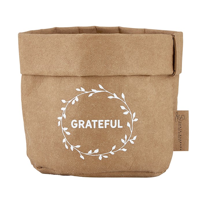 Washable Paper Holder-Grateful-Natural Kraft (3.75