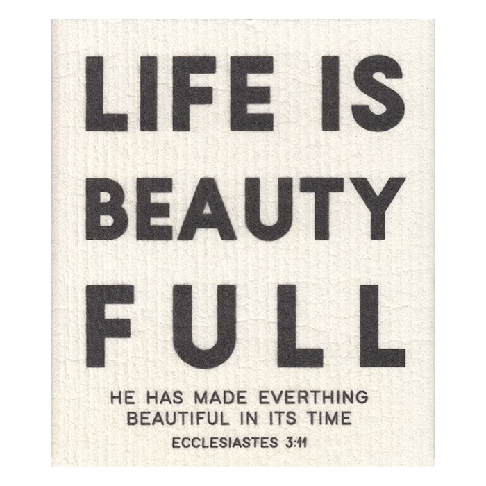 Organic Dishcloth-Life Is Beauty Full (7.75