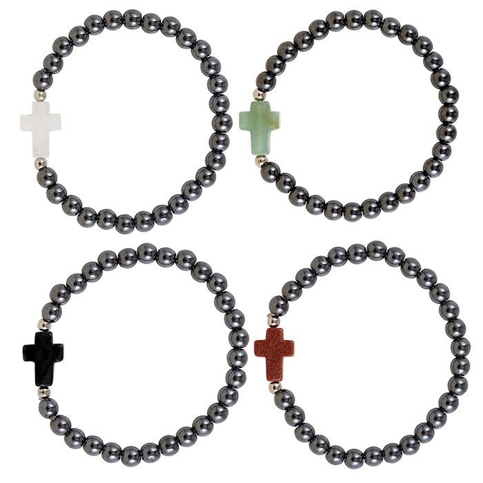 Bracelet Refill-Hematite Cross (7.5