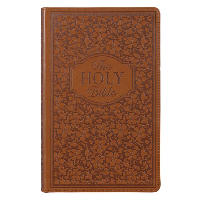 KJV Giant Print Bible-Tan Floral LuxLeather Indexed | SHOPtheWORD