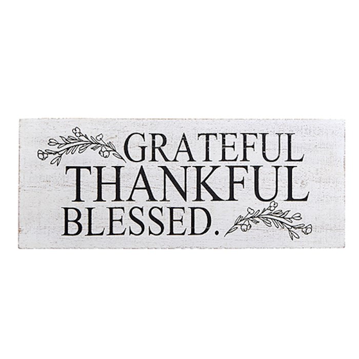 Wall Plaque-Grateful Thankful Blessed. (15.75