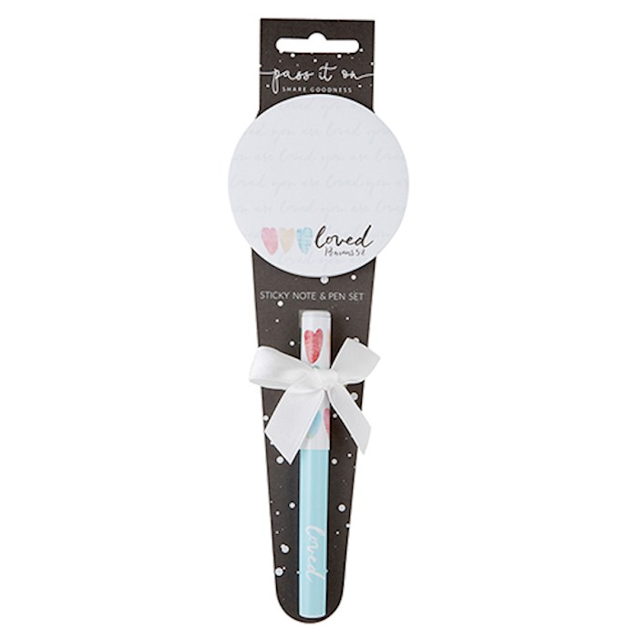 Pen w/Sticky Notepad Set-Loved (9.75