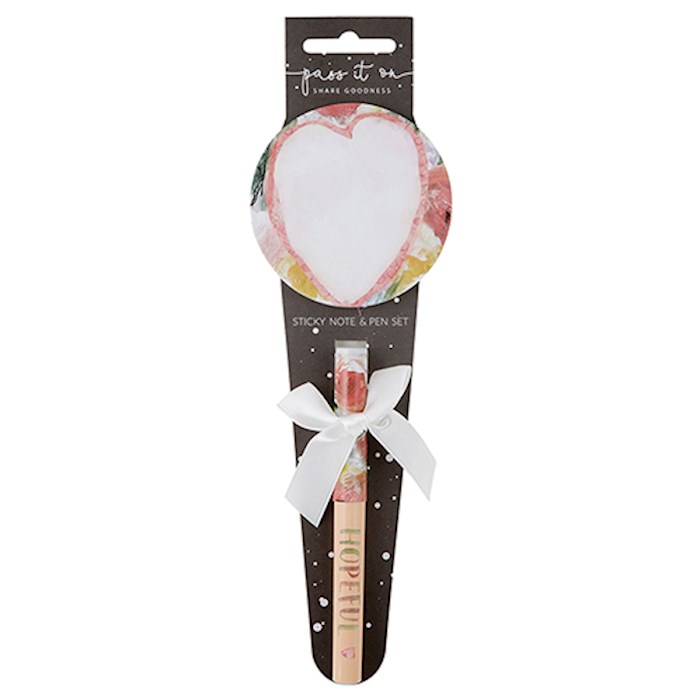 Pen w/Sticky Notepad Set-Hopeful Heart (9.75