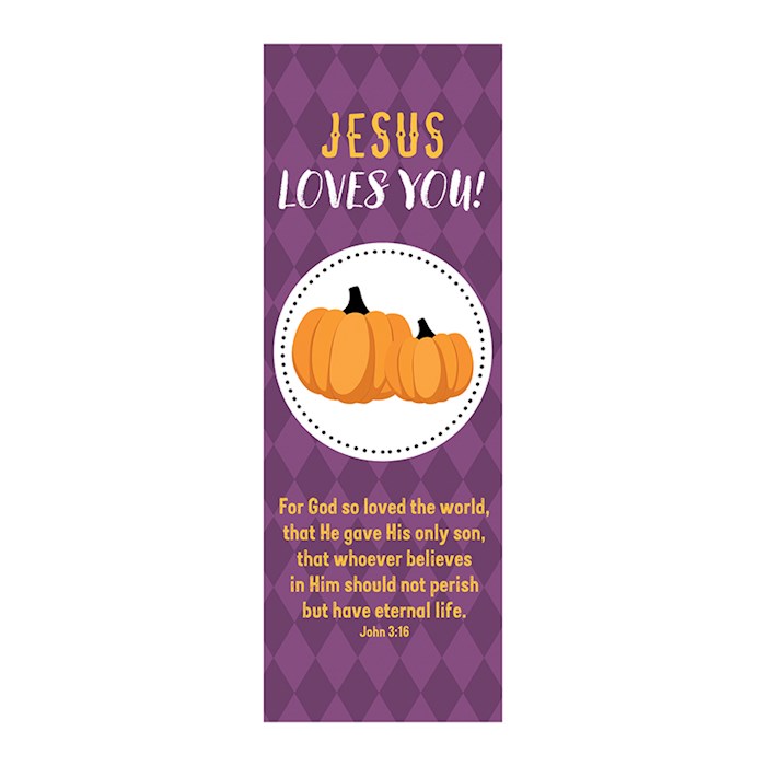 Bookmark-Bible Basics-Jesus Loves You/Pumpkins (Pack Of 10) | SHOPtheWORD
