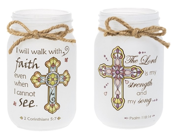 Light Up Jars-Window Of Faith Cross (5 1/8