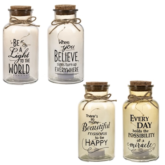 Light Up Jars/LED w/Faith Sayings (Set Of 8) | SHOPtheWORD