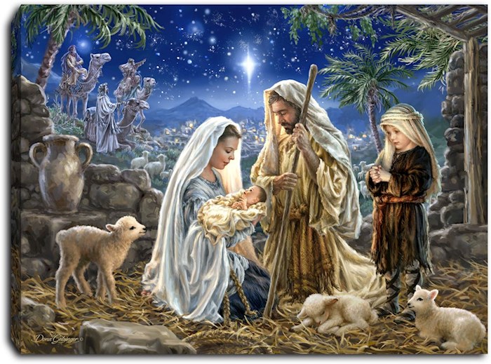 Mini Canvas-Let Us Adore Him-LED Tabletop w/Timer (8