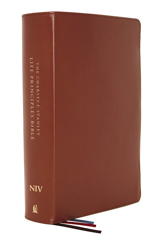 NIV Charles F. Stanley Life Principles Bible (2nd Edition) (Comfort Print)-Brown Genuine Leather Indexed | SHOPtheWORD