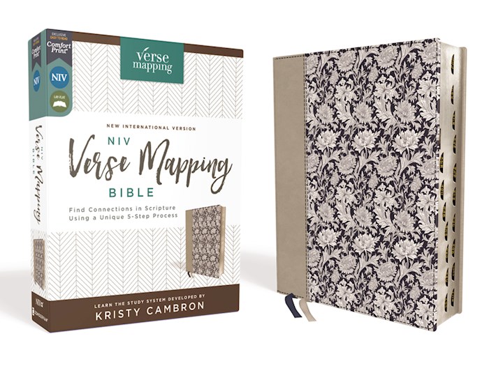 NIV Verse Mapping Bible (Comfort Print)-Navy Floral Leathersoft Indexed | SHOPtheWORD