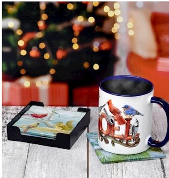 Glass Coaster Set w/Tray-Winter Birds (Set Of 4) | SHOPtheWORD