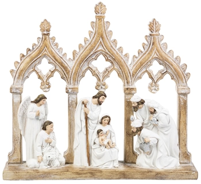 Figurine-Triple Arch Nativity (11 3/4