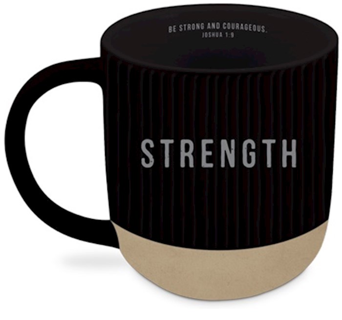 Ceramic Mug-Textured-Black-Strength | SHOPtheWORD