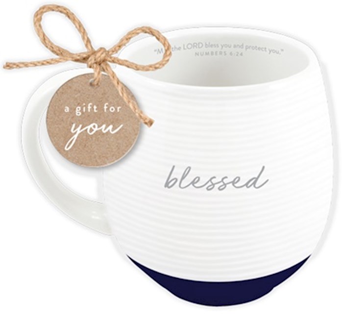 Ceramic Mug-Textured-White-Blessed | SHOPtheWORD