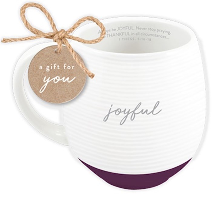 Ceramic Mug-Textured-White-Joyful | SHOPtheWORD