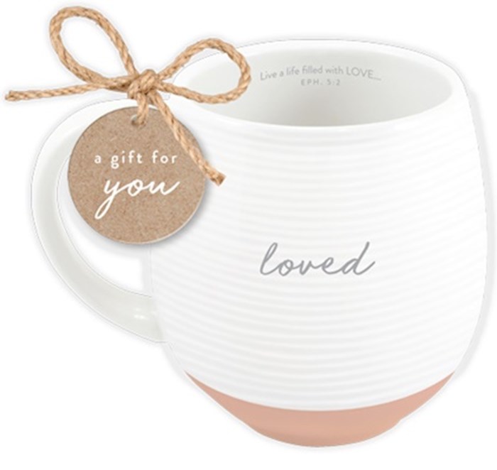 Ceramic Mug-Textured-White-Loved | SHOPtheWORD